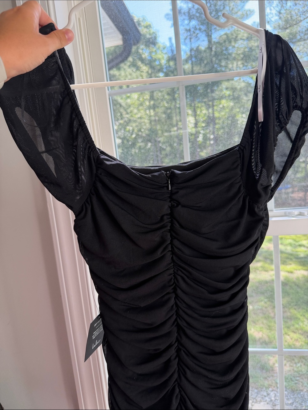 Lulu's Black Ruched Mini Dress - Picture 6 of 7